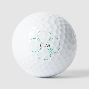 Lucky Green Clover with Monogram Golf Balls