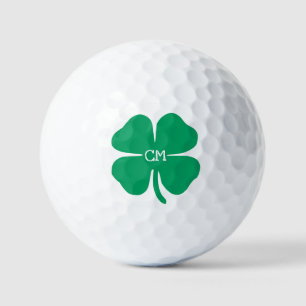 Lucky Green Clover with Monogram Golf Balls