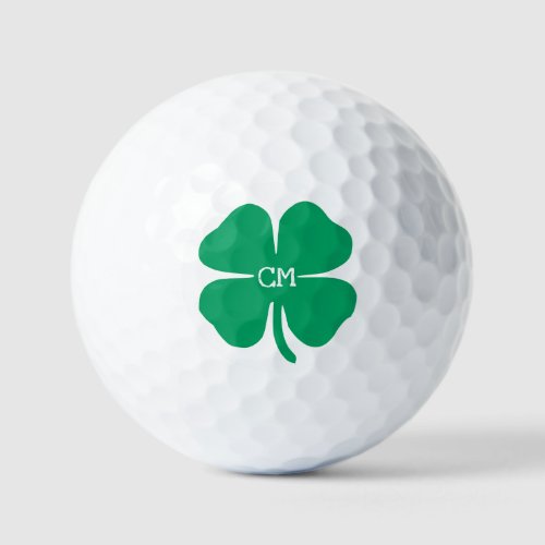 Lucky Green Clover with Monogram  Golf Balls