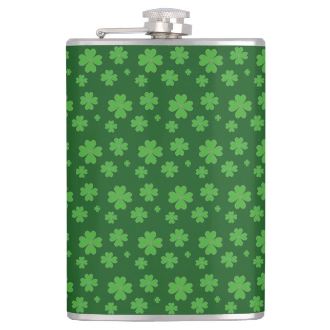 Lucky Green Clovers Flask (Front)