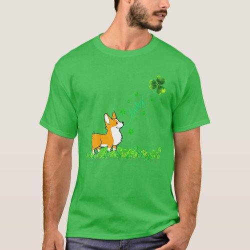 Lucky Green Corgi Dog For Dog Lover St Patrick Day T_Shirt