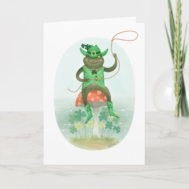 Lucky Green Cowboy Frog Birthday   Card (Front)
