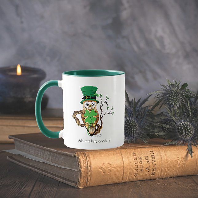 Lucky Green Cute Irish Owl Illustration Mug (Creator Uploaded)