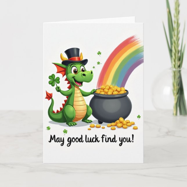 Lucky Green Dragon Fortune Card (Front)