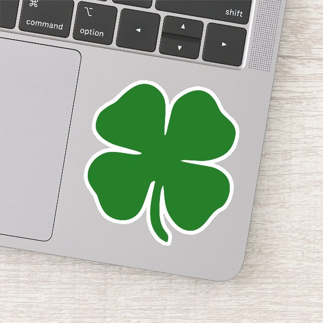 Lucky Green Four Leaf Clover Irish Sticker (Detail)