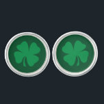 Lucky Green Four Leaf Clover Men's Irish Cufflinks<br><div class="desc">Lucky Leprechaun Green Four Leaf Clover Men's Irish Cufflinks</div>