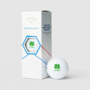 Lucky green four leaf clover personalized golf balls