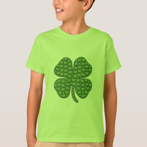 Lucky Green Four Leaf Clover T_Shirt