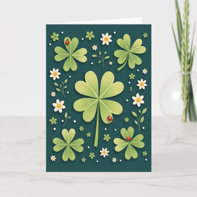 Lucky Green Glitter Texture Card (Front)
