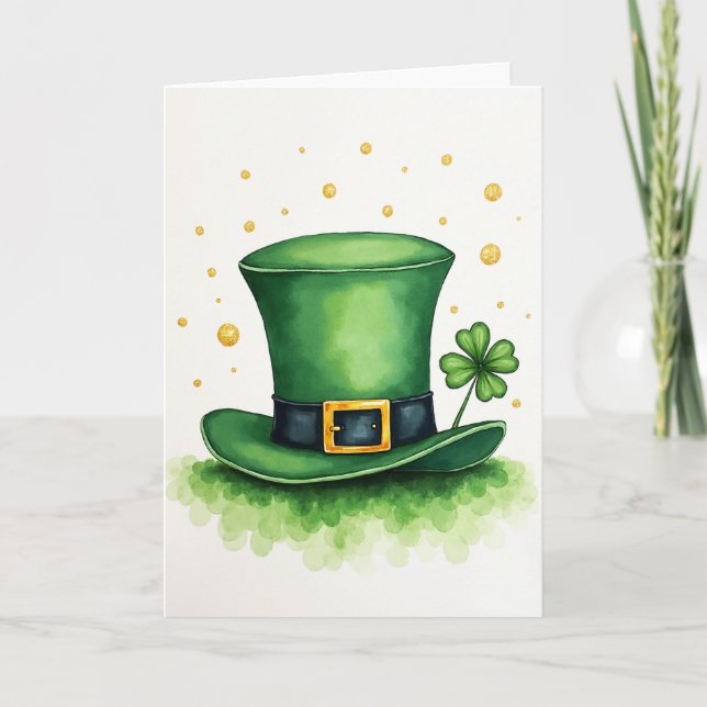 Lucky Green Hat Greeting Card (Front)