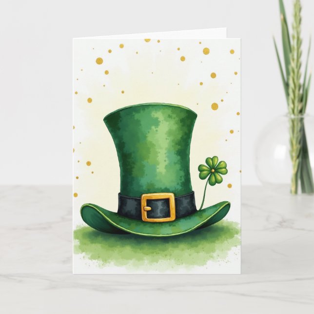 Lucky Green Hat St Patricks Card (Front)