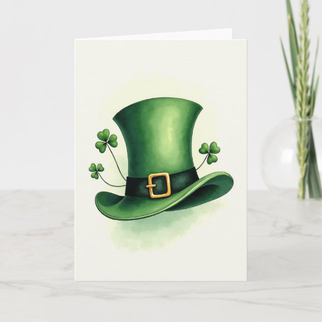 Lucky Green Hat St Patricks Day Card (Front)