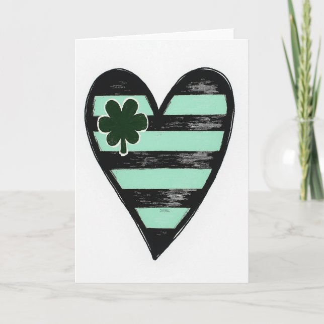 Lucky Green Heart Art Card (Front)