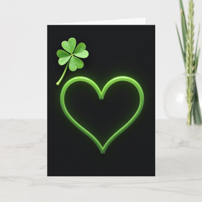 Lucky Green Heart Glow Card (Front)