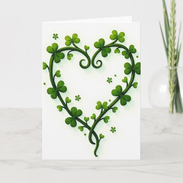 Lucky Green Heart Spring Card (Front)