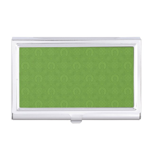 Lucky Green Icons Pattern Business Card Case (Front)