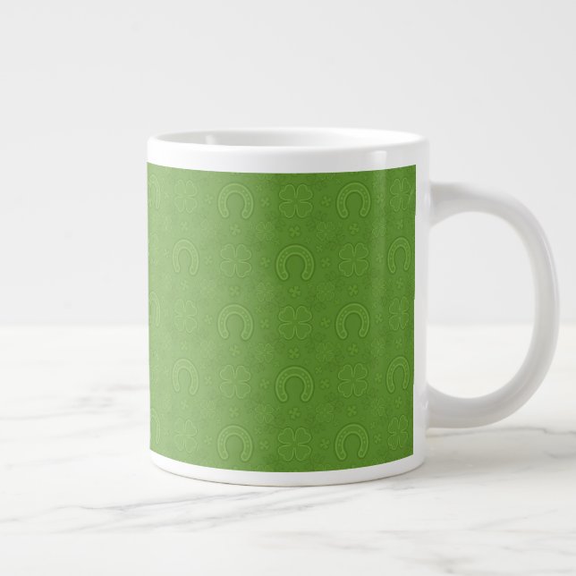 Lucky Green Icons Pattern Giant Coffee Mug (Right)