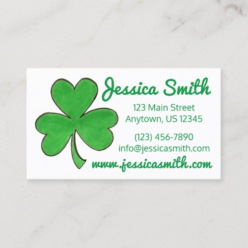 Lucky Green Irish Shamrock Clover St Patricks Day Business Card