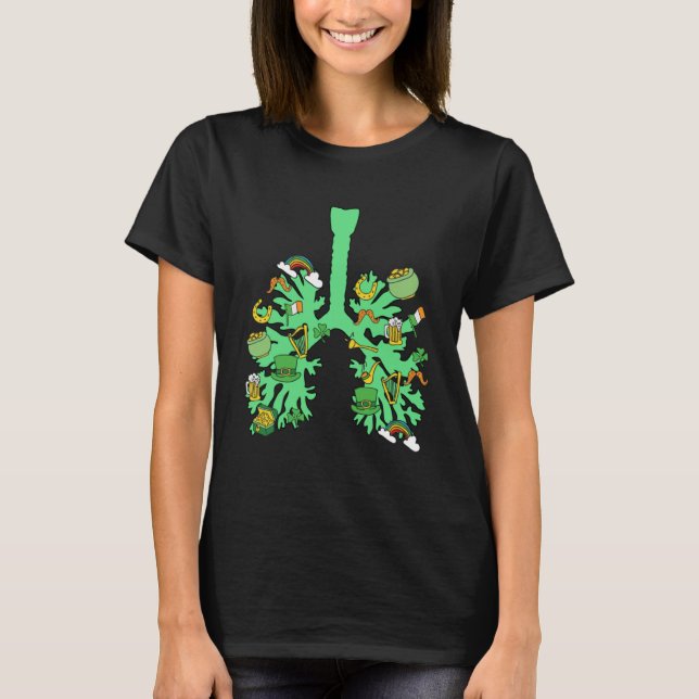Lucky Green Lungs Respiratory Therapist RT St Patr T-Shirt (Front)
