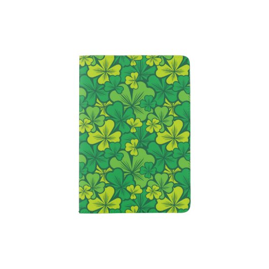 Lucky green pattern with shamrocks passport holder (Front)