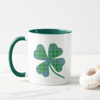 Lucky Green Plaid Shamrock Four-Leaf Clover  Mug