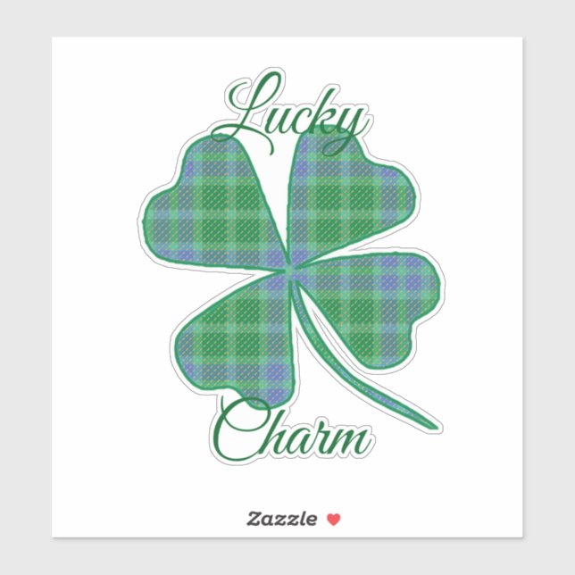 Lucky Green Plaid Shamrock Four-Leaf Clover  Sticker (Sheet)