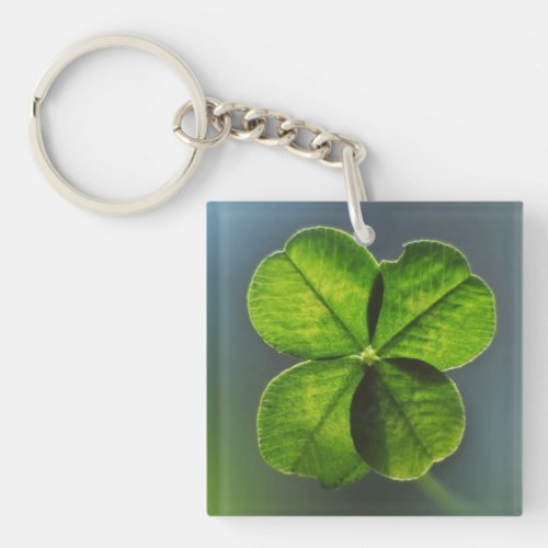 Lucky Green Real Four Leaf Clover Keychain