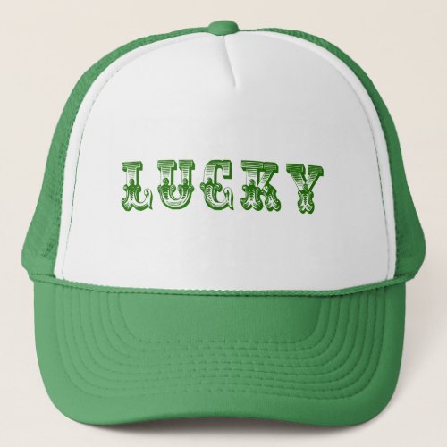 Lucky_Green Retro Fancy Text Design 3 Trucker Hat