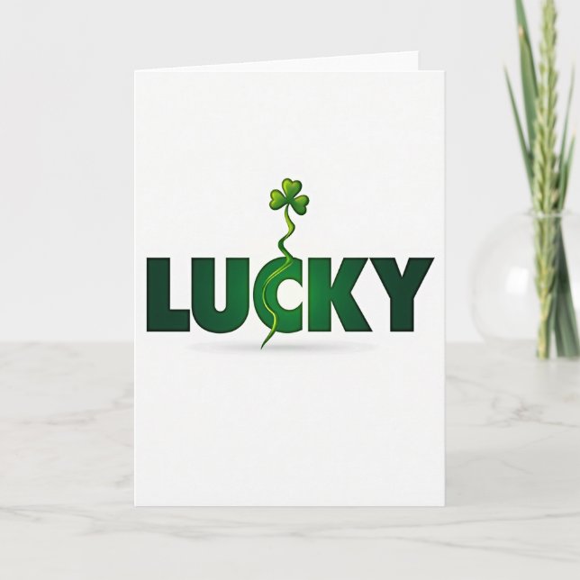 Lucky Green Shamrock Card (Front)