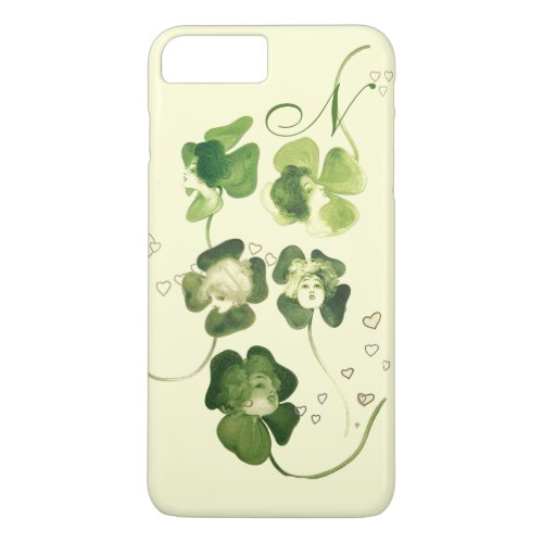 LUCKY GREEN SHAMROCK LADIES WITH HEARTS MONOGRAM iPhone 8 PLUS7 PLUS CASE