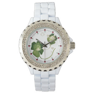 LUCKY GREEN SHAMROCK LADIES WITH HEARTS WATCH