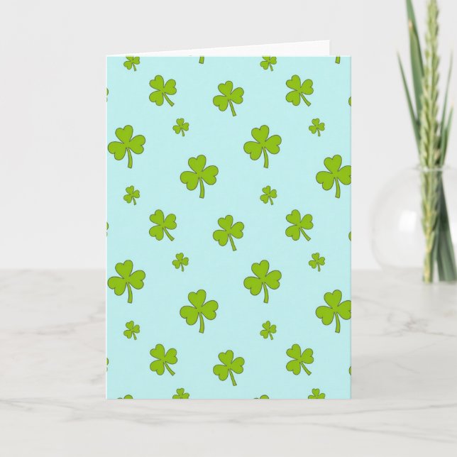 Lucky Green Shamrock Pattern Card (Front)