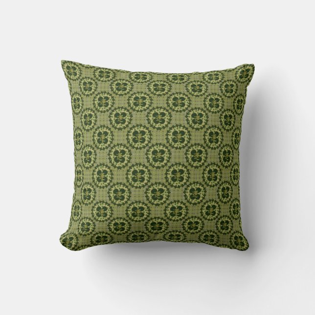 Lucky Green Shamrock Pattern Throw Pillow (Front)