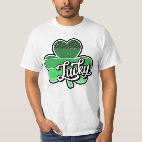 Lucky Green Shamrock Personalized Back Print Mens T_Shirt