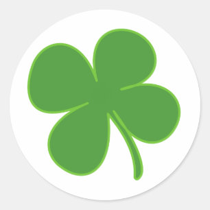 Lucky Green Shamrock Simple Clover Leaf Design Classic Round Sticker
