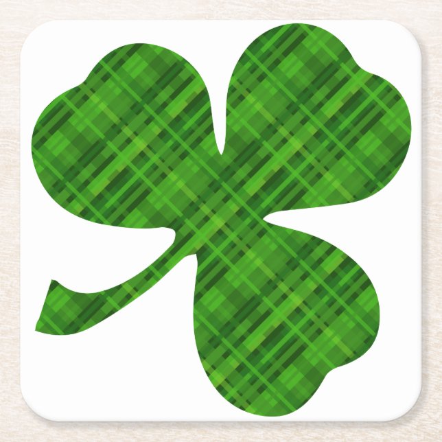 Lucky Green Shamrock Square Coasters (Front)