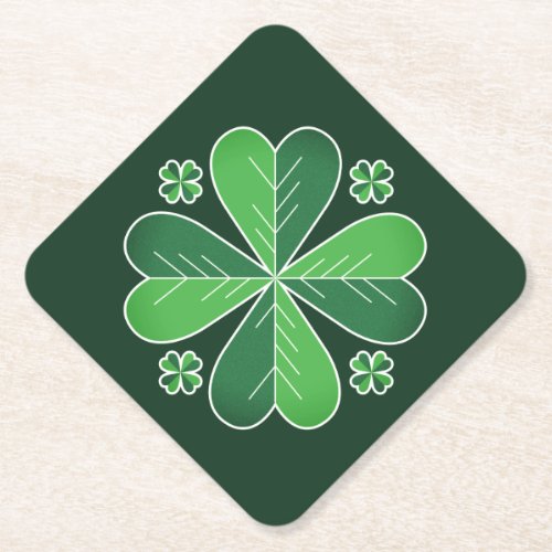 Lucky Green Shamrock St Patricks Day Paper Coaster