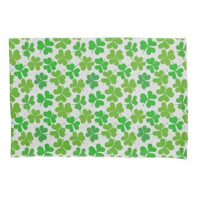 Lucky green Shamrock St Patrick's Day Pillow Case (Front)