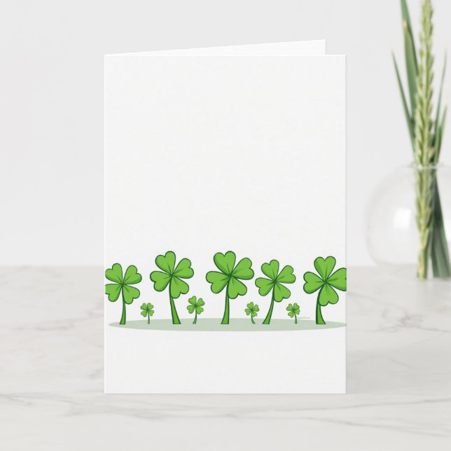 Lucky Green Shamrocks Card (Front)