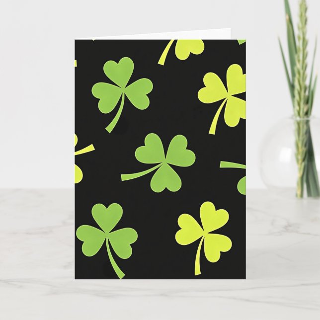 Lucky Green Shamrocks Pattern Card (Front)