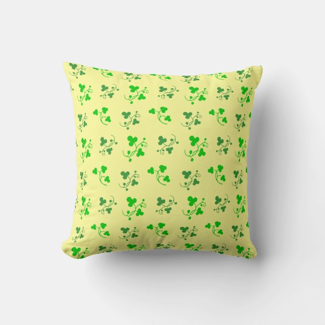 Lucky Green Shamrocks Pillow (Front)