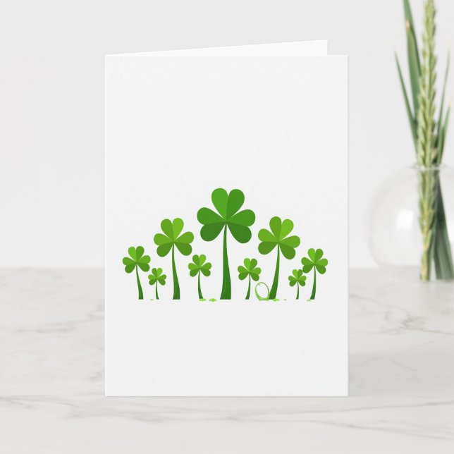 Lucky Green Shamrocks Spring Card (Front)