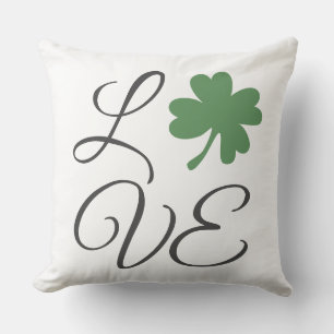 Lucky Green Shamrocks St. Patrick's Day Love Throw Pillow
