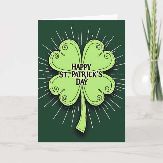 Lucky Green St Patricks Day Card (Front)