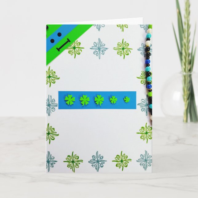 Lucky Green Stripe Clover Card (Front)