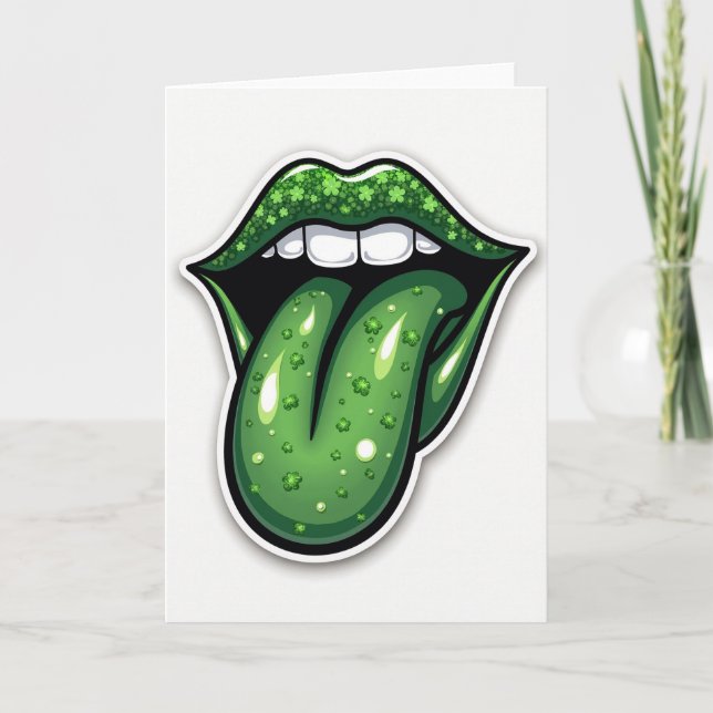 Lucky Green Tongue Smile Card (Front)