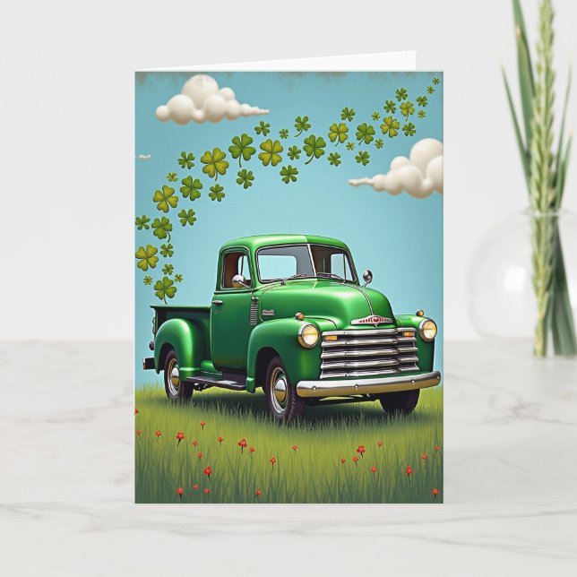 Lucky Green Truck Day Card (Front)