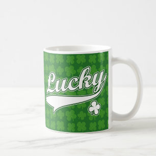 Lucky, Green/White 4 Leaf Clover Coffee Mug