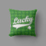 Lucky, Green/White 4 Leaf Clover Throw Pillow