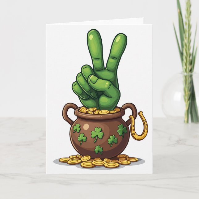 Lucky Hand Gold Pot Irish Card (Front)